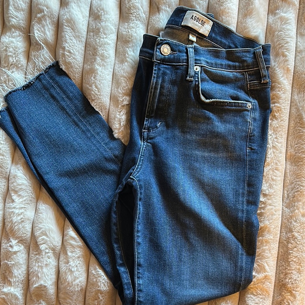 Agolde Ankle Cropped Jeans in Classic Blue